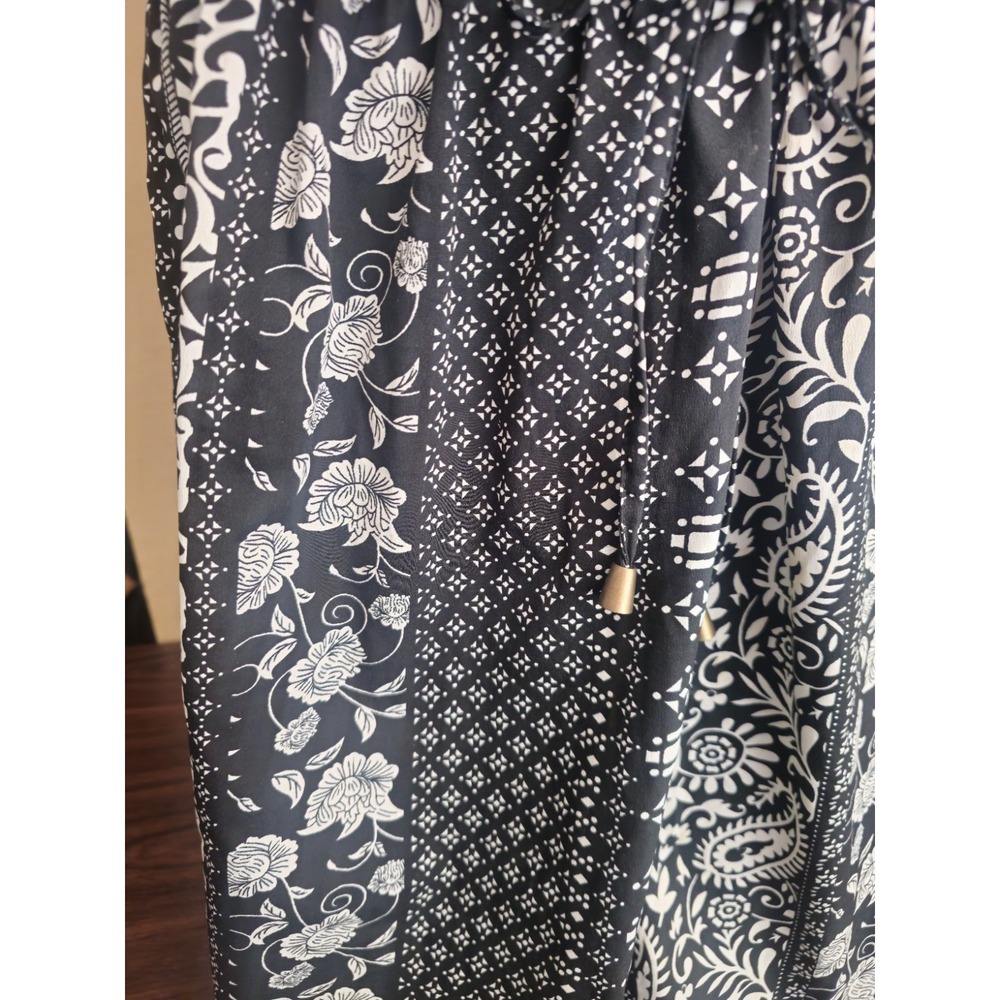 Blush Black White Floral Sleeveless VNeck Knee Dress Waist Woman 2X Work Summer - Picture 5 of 8